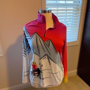 Spyder Colorful Mountain Print Quarter-Zip Pullover